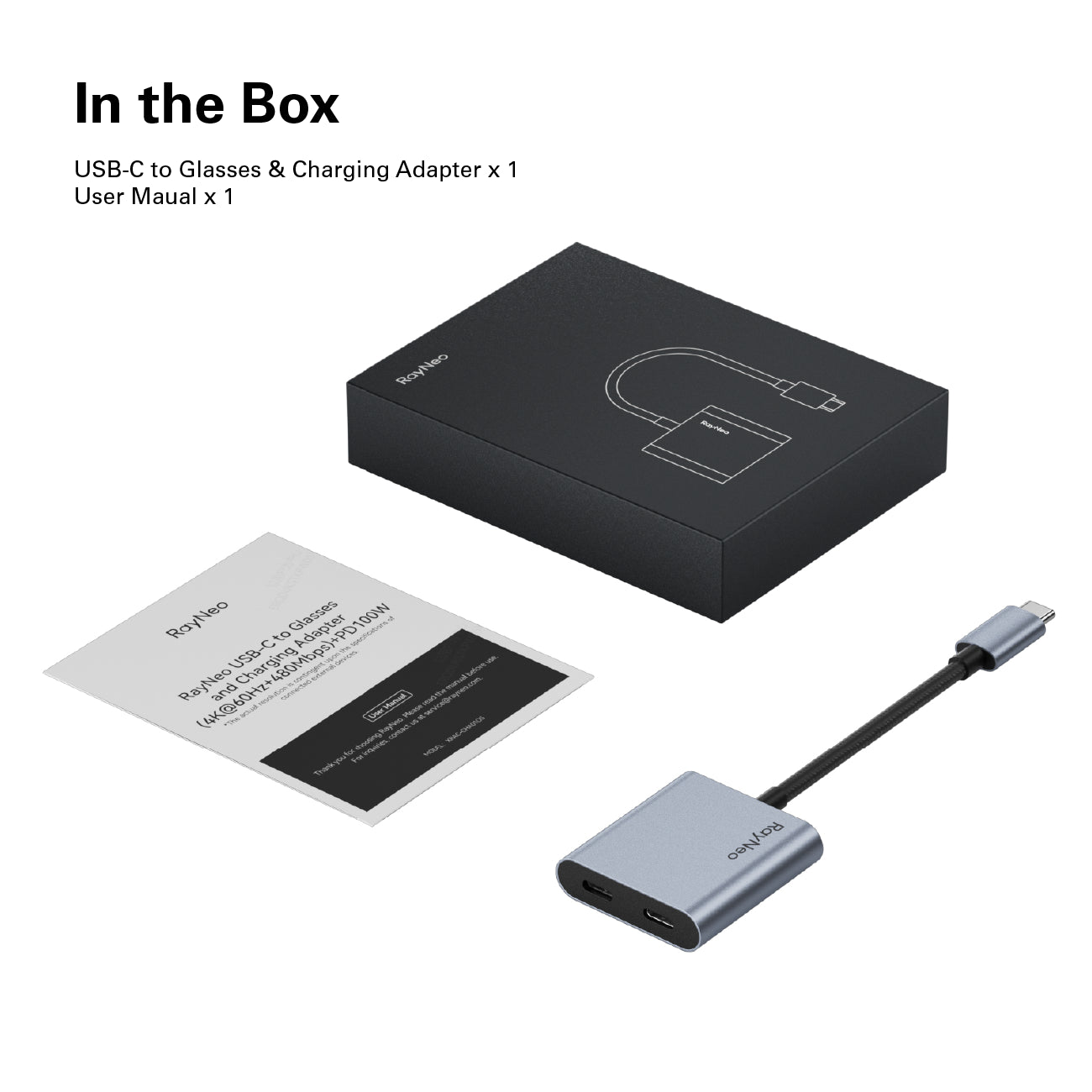 RayNeo USB-C to Glasses and Charging Adapter