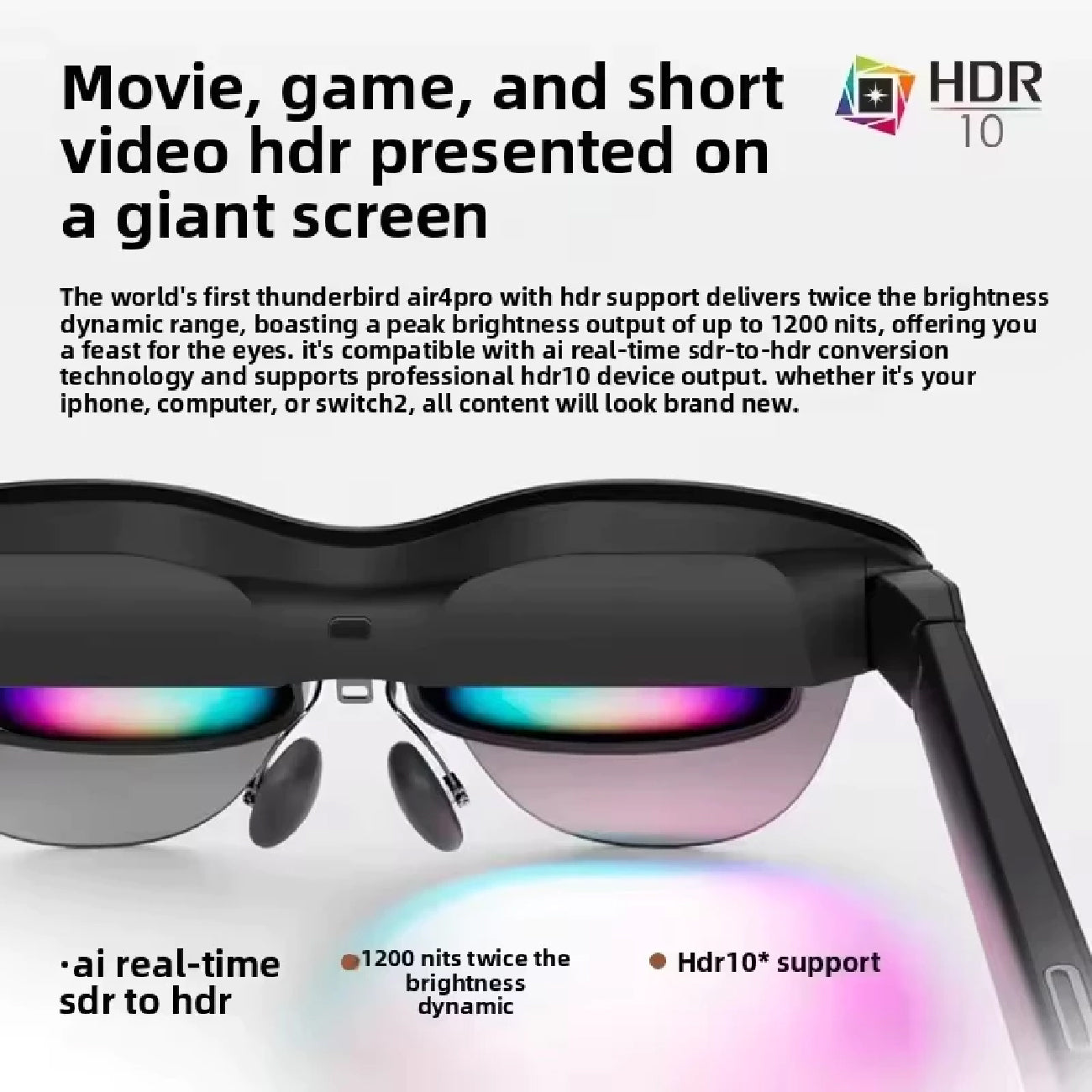 RayNeo Air 4 Pro – HDR10 AR Glasses with Stunning Clarity